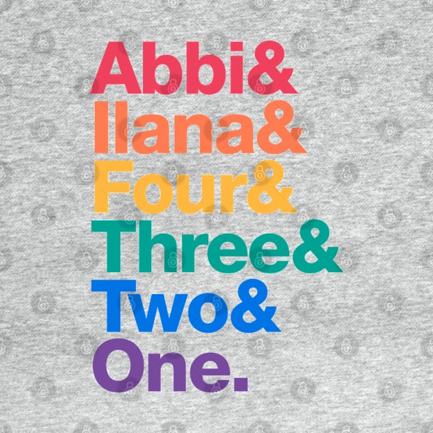 Broad City Roll Call Rainbow Edition – Abbi & Ilana name list by thedesigngarden